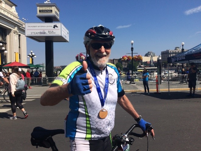 Mark at the Finish - 80 and going strong 1
